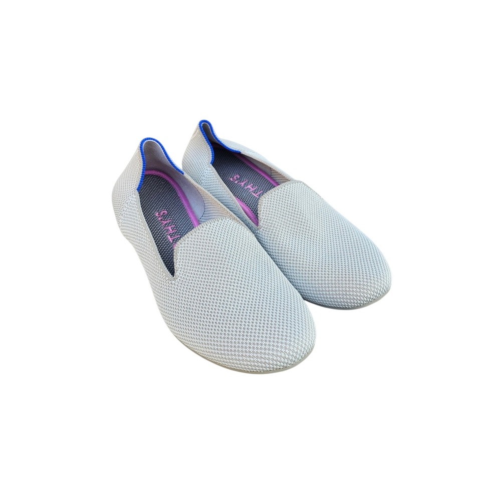 Rothys The Loafer 7.5 Sand Gray Knit Sustainable Slip On Flat Shoes Round Toe